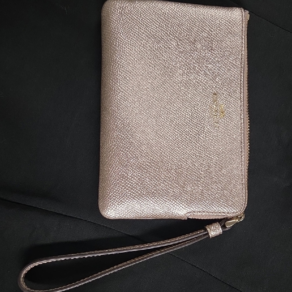 Coach Gold Metallic Textured Wristlet